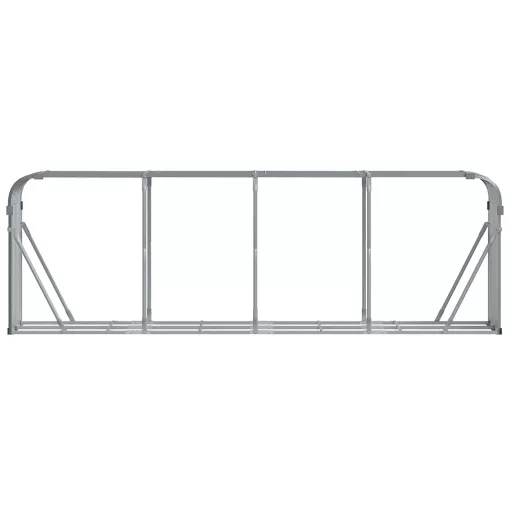 Világosszürke horganyzott acél fatörzstartó 300 x 45 x 100 cm