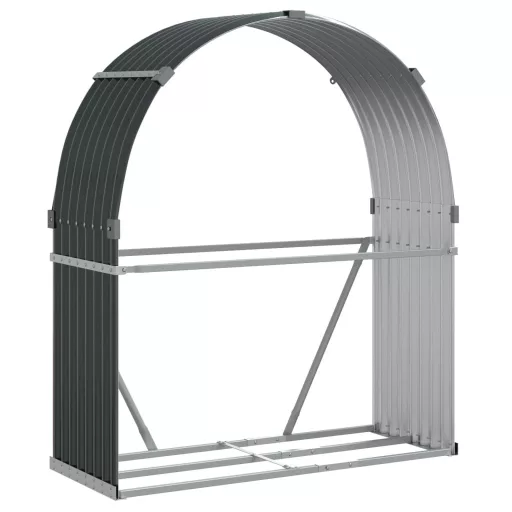 Antracit színű horganyzott acél fatörzstartó 120 x 45 x 140 cm