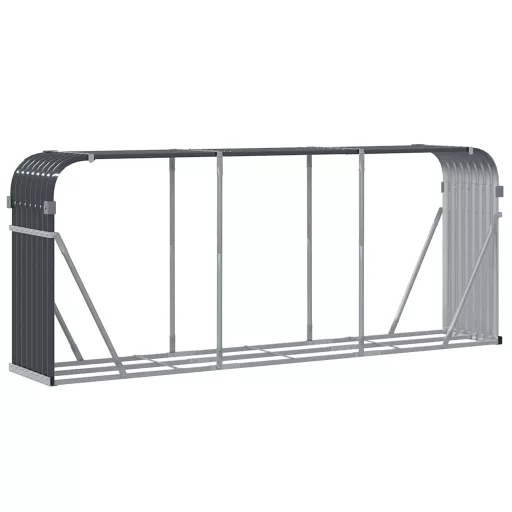 Antracit színű horganyzott acél fatörzstartó 234 x 45 x 100 cm