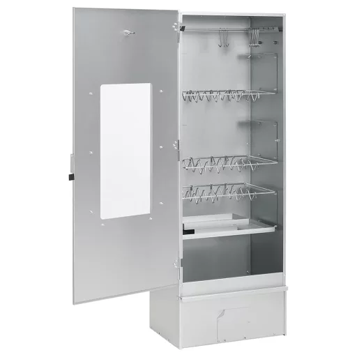 Horganyzott acél BBQ füstölőkemence faaprítékkal 44,5x29x110 cm