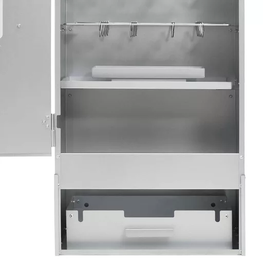 Horganyzott acél BBQ füstölőkemence faaprítékkal 44,5x29x110 cm