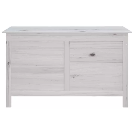Fehér tömör fenyőfa kerti tárolóláda 99 x 49,5 x 58,5 cm