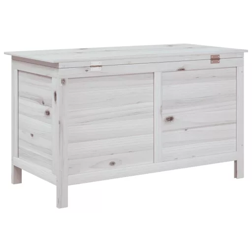 Fehér tömör fenyőfa kerti tárolóláda 99 x 49,5 x 58,5 cm