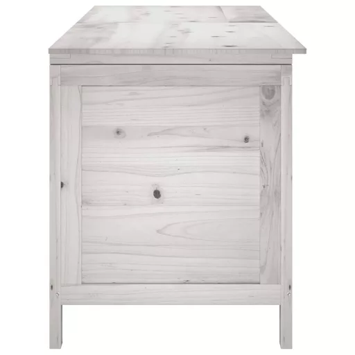 Fehér tömör fenyőfa kerti tárolóláda 150x50x56,5 cm