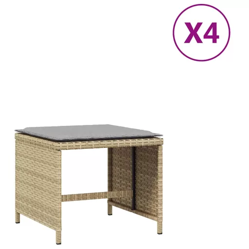 4 db vegyes bézs polyrattan kerti szék párnával 41 x 41 x 36 cm
