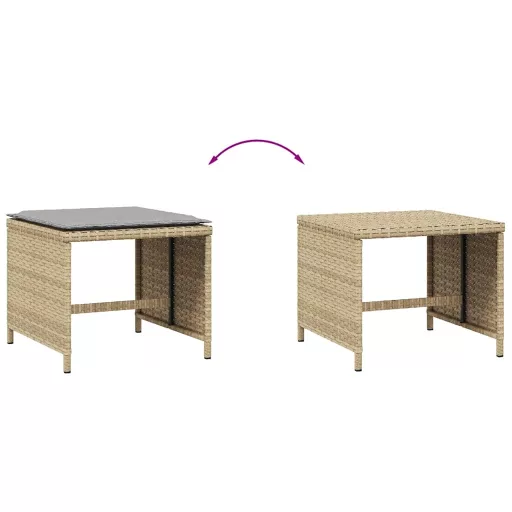 4 db vegyes bézs polyrattan kerti szék párnával 41 x 41 x 36 cm