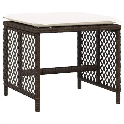 4 db barna polyrattan kerti szék párnával 41 x 41 x 36 cm