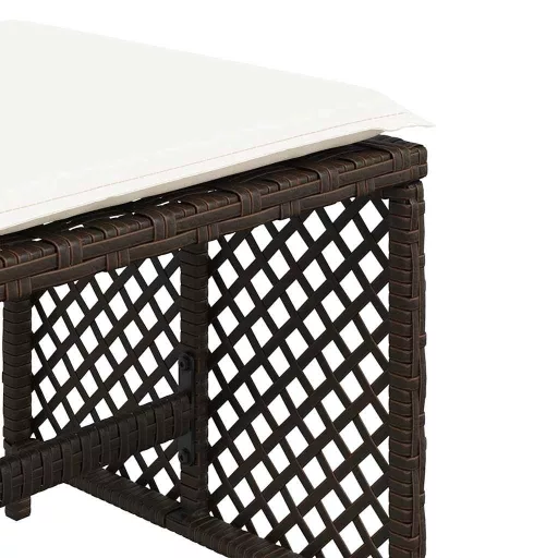 4 db barna polyrattan kerti szék párnával 41 x 41 x 36 cm