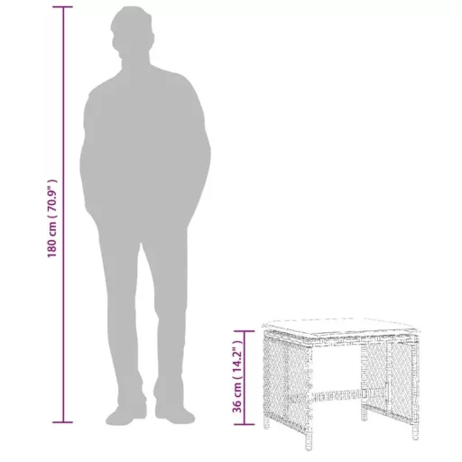 4 db barna polyrattan kerti szék párnával 41 x 41 x 36 cm