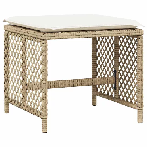 4 db bézs polyrattan kerti szék párnával 41 x 41 x 36 cm