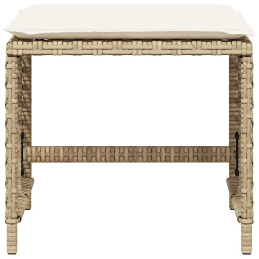 4 db bézs polyrattan kerti szék párnával 41 x 41 x 36 cm