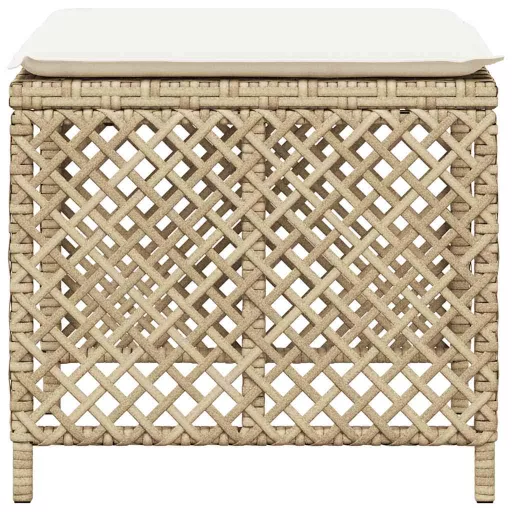 4 db bézs polyrattan kerti szék párnával 41 x 41 x 36 cm