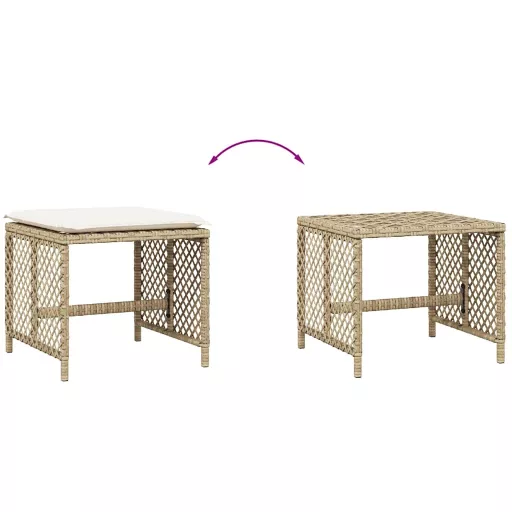 4 db bézs polyrattan kerti szék párnával 41 x 41 x 36 cm