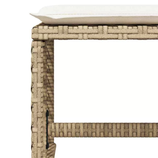 4 db bézs polyrattan kerti szék párnával 41 x 41 x 36 cm