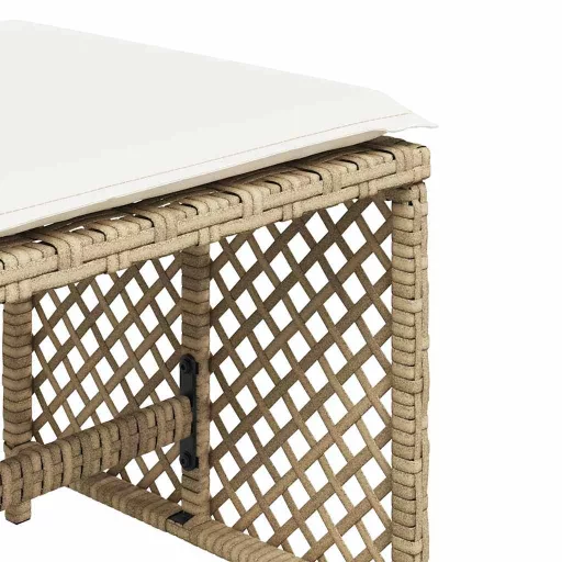 4 db bézs polyrattan kerti szék párnával 41 x 41 x 36 cm