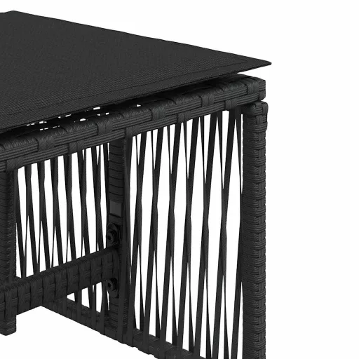 4 db fekete polyrattan kerti szék párnával 41 x 41 x 36 cm