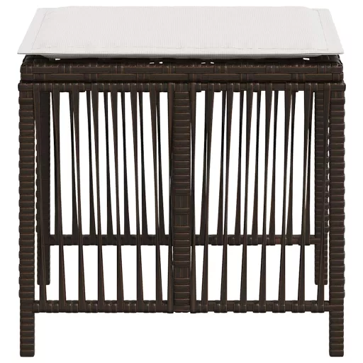 4 db barna polyrattan kerti szék párnával 41 x 41 x 36 cm