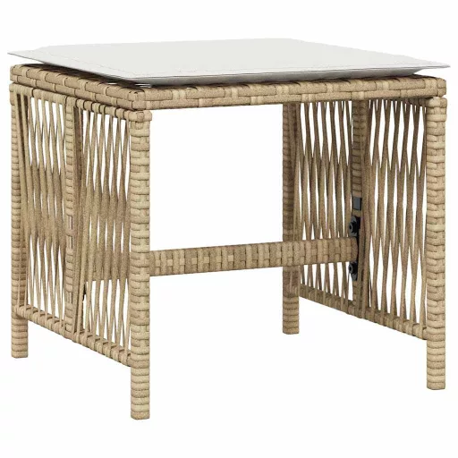 4 db bézs polyrattan kerti szék párnával 41 x 41 x 36 cm