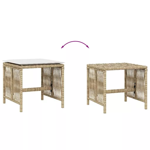 4 db bézs polyrattan kerti szék párnával 41 x 41 x 36 cm