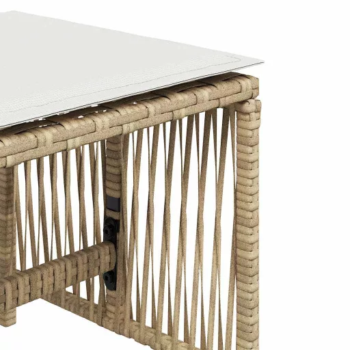 4 db bézs polyrattan kerti szék párnával 41 x 41 x 36 cm