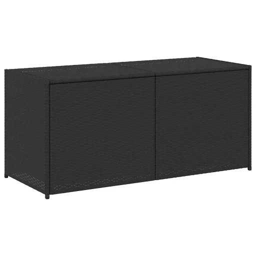 Fekete polyrattan kerti tárolóláda 283 L