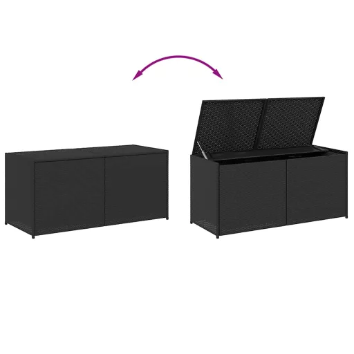 Fekete polyrattan kerti tárolóláda 283 L