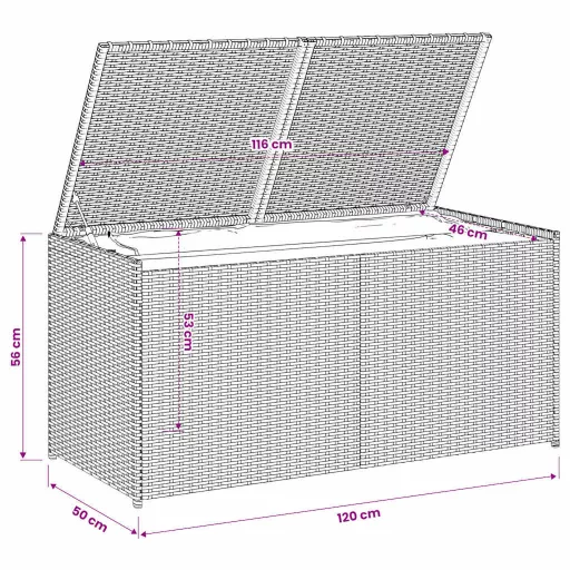 Fekete polyrattan kerti tárolóláda 283 L