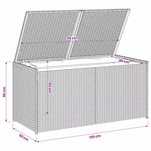 Szürke polyrattan kerti tárolóláda 283 L