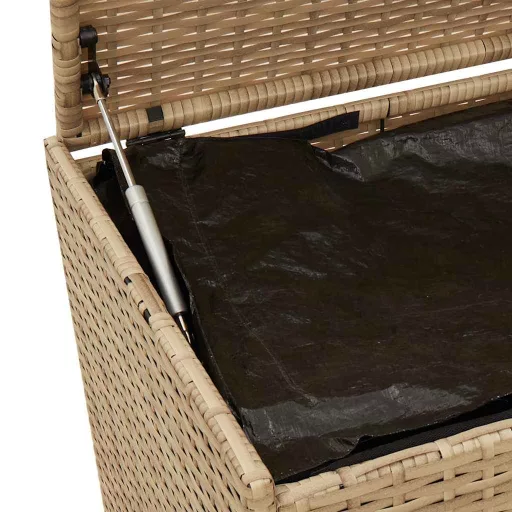 Vegyes bézs polyrattan kerti tárolóláda 283 L