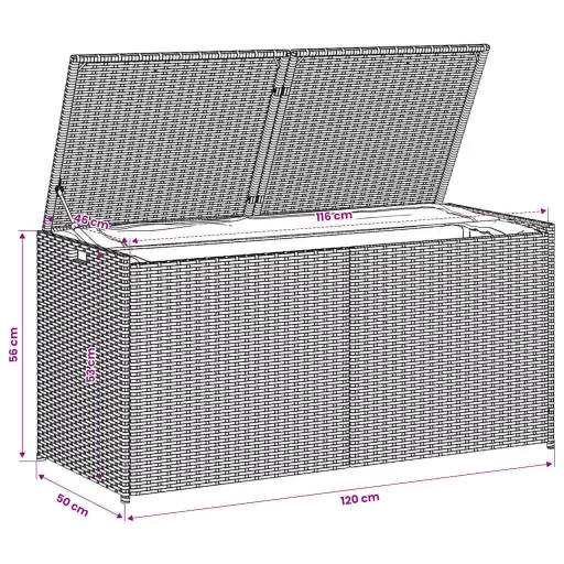 Vegyes bézs polyrattan kerti tárolóláda 283 L