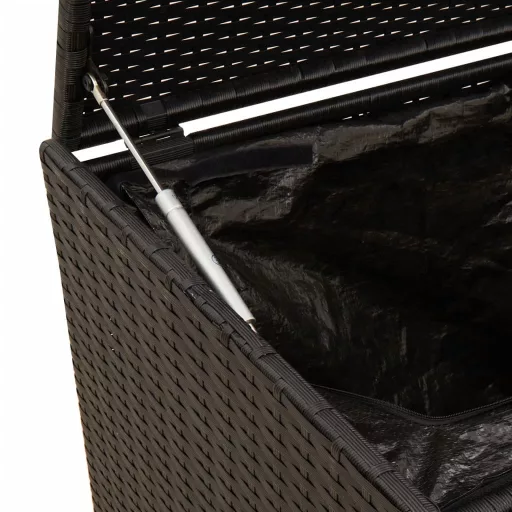 Fekete polyrattan kerti tárolóláda kerekekkel 283 L