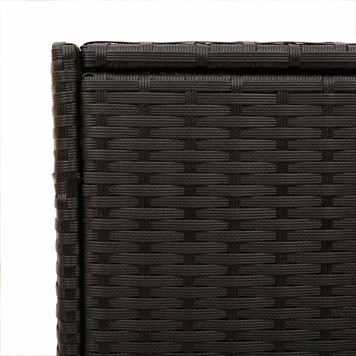 Fekete polyrattan kerti tárolóláda kerekekkel 283 L