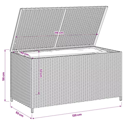 Vegyes bézs polyrattan kerti tárolóláda 190 L