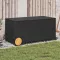 Fekete polyrattan kerti tárolóláda kerekekkel 190 L