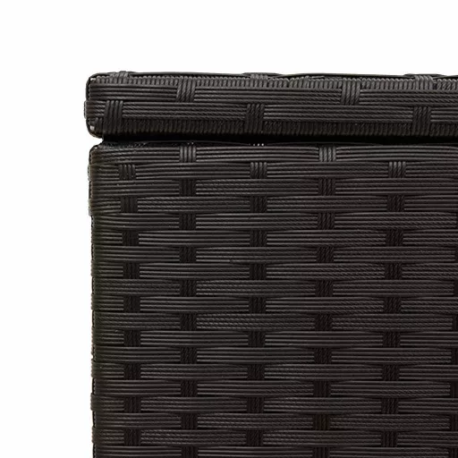 Fekete polyrattan kerti tárolóláda kerekekkel 190 L