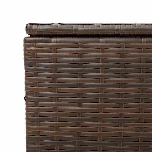 Barna polyrattan kerti tárolóláda kerekekkel 190 L