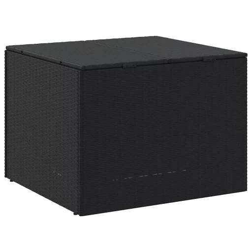 Fekete polyrattan kerti tárolóláda 291 L