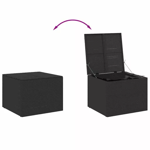 Fekete polyrattan kerti tárolóláda 291 L