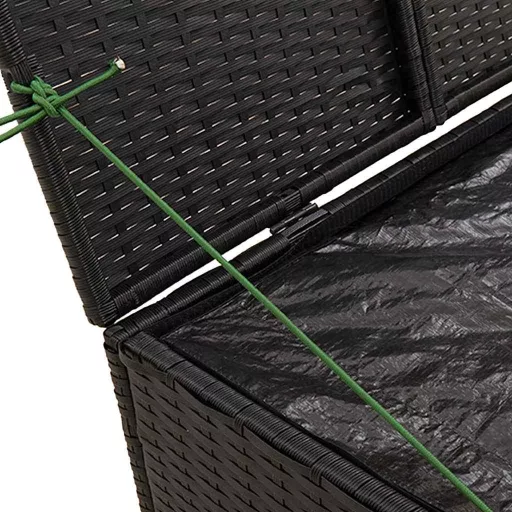 Fekete polyrattan kerti tárolóláda 291 L