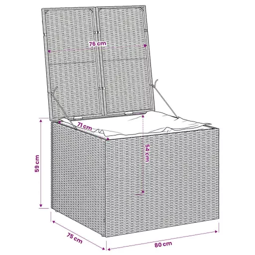 Fekete polyrattan kerti tárolóláda 291 L