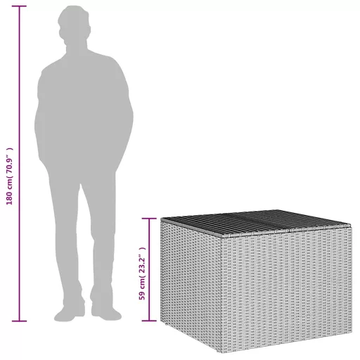 Vegyes bézs polyrattan kerti tárolóláda 291 L