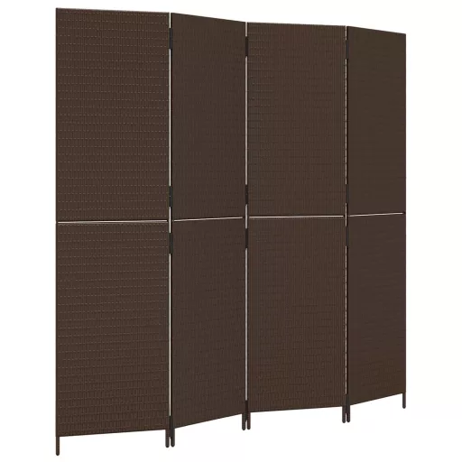 Barna 4 paneles polyrattan térelválasztó