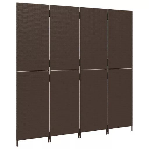 Barna 4 paneles polyrattan térelválasztó