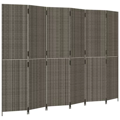 Szürke 6-paneles polyrattan térelválasztó