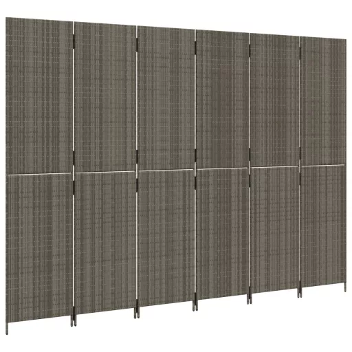 Szürke 6-paneles polyrattan térelválasztó