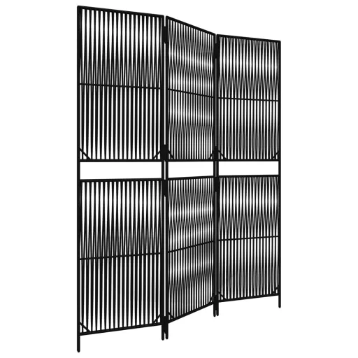 Fekete 3-paneles polyrattan térelválasztó