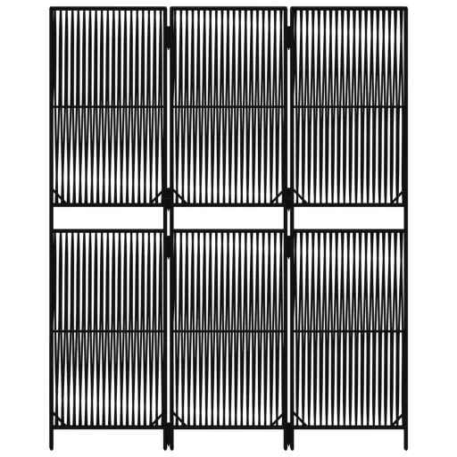 Fekete 3-paneles polyrattan térelválasztó