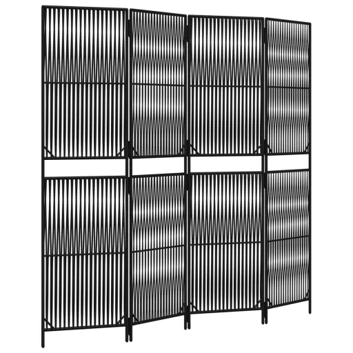 Fekete 4 paneles polyrattan térelválasztó