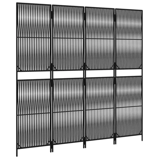 Fekete 4 paneles polyrattan térelválasztó