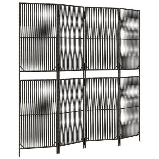 Szürke 4 paneles polyrattan térelválasztó